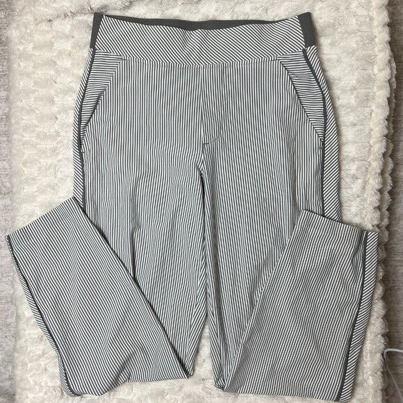 Athleta Brooklyn Textured Ankle Pants Gray White Stripe Women's Size 0P - Picture 3 of 6